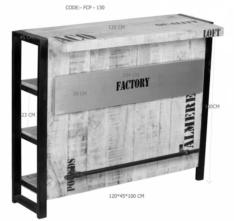 Étagère Sari 76 Cm Bois De Manguier Métal