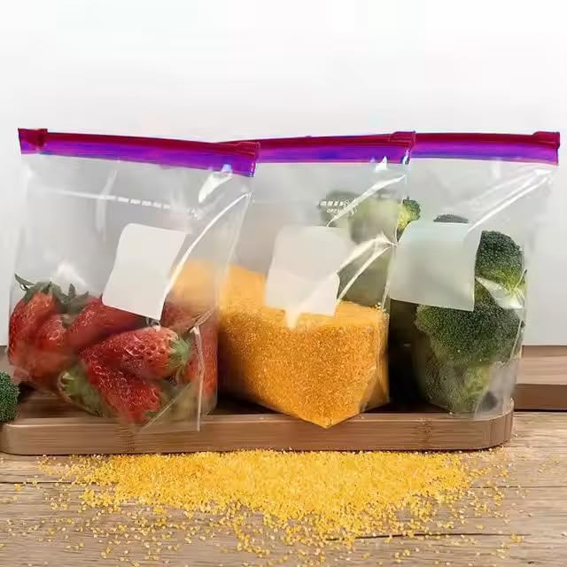 Image of Food Storage Zip Lock Reusable Slider Zipper Transparent Bag For,Fruit Vegetable Freeze Storage Pouch Bags, Ziplock Bags Best For Fridge Storage, Preserving Food (10 HEAVY ZIPPER BAG)