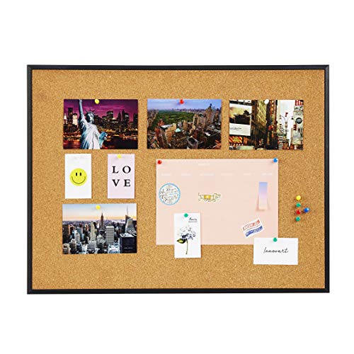 INNOVART Cork Bulletin Board 48" X 36" with 10 Push Pins, Corkboard with Black Aluminum Frame, Cork Notice Board for Home, Office, School - Thumbnail 3