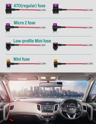 Image of Dash Cam Hard Wire Kit for FOCUWAY T5 Model, 4 Meter Dashboard Camera Car Charger Cable Kit 12V- 24V to 5V, Power Adapter with LP /Mini /ATO /Micro2 Fuse for Dash Cam