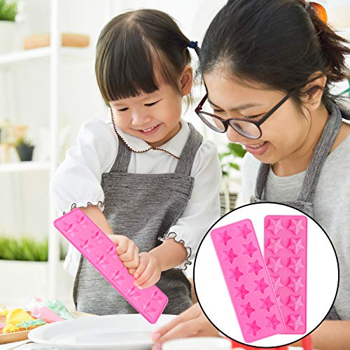 Lauwell 4 Pieces Star Shaped Silicone Molds Five-Pointed Star Shaped Mold Non-Stick Fondant Molds For Chocolate Candy Ice Cube Cake Decoration (Pink) #TOP6