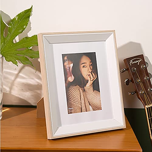 家族の写真のための純木のフォトフレームアートワーク絵画結婚式の写真ディスプレイデスクトップ額縁壁7インチホワイト