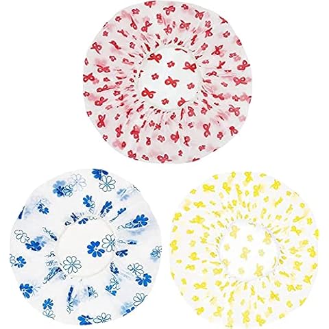 Feedo 3Pcs Shower Caps Women Reusable Shower Hat Bath Caps with Elastic Band Waterproof Bath Cap Long Hair Shower Large Plastic Long Hair Head Covers Mask For Kids Girls Ladies Boys Mens Adult Cover