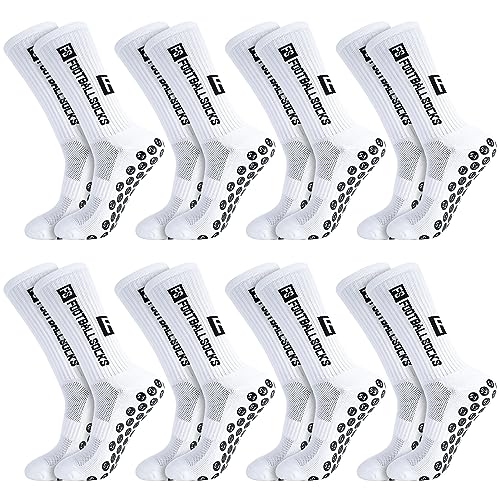 Jspupifip 8 Pairs Grip Soccer Socks for Men Anti Slip Sports Socks Grips Sock for Football Basketball Volleyball Running