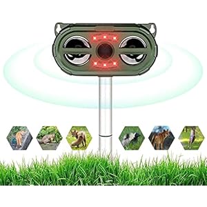 Katzenschreck, Ultraschall, Katzenschreck, Eichhörnchenabwehr, Fuchs-Abschreckung für Gärten, 5 Modi, Infrarot-Sensor, 12 LED-Lichter, solarbetrieben