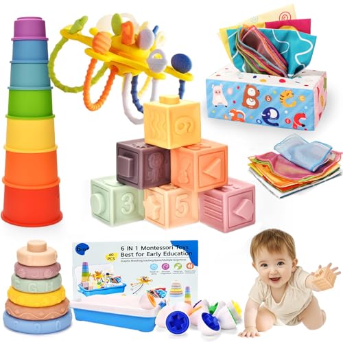 Montessori Baby Spielzeug für 6-9-12 Monate,6 in 1 Motorikspielzeug ab 6...