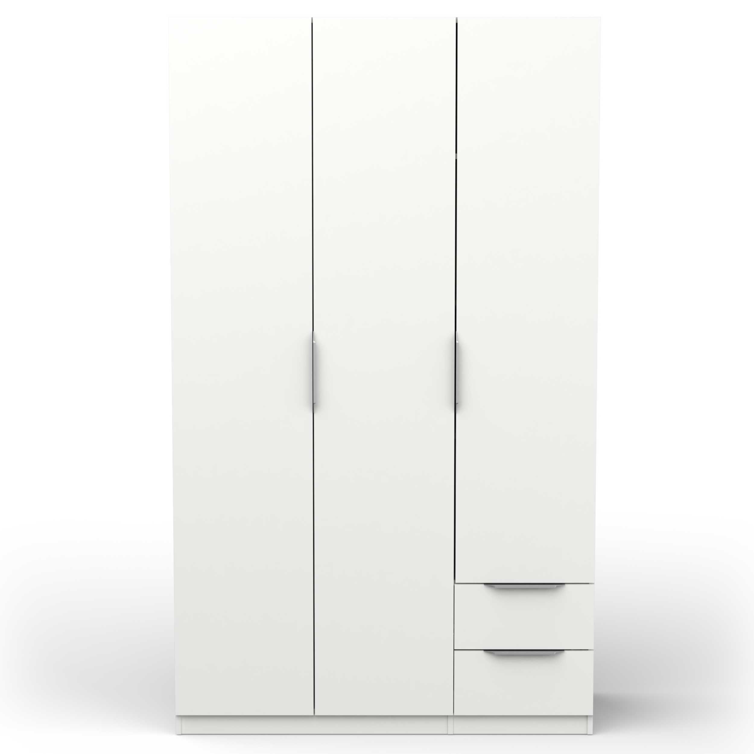 Armoire Dressing avec Penderie Moderne 3 Portes 2 Tiroirs 4 Niches – Coloris Blanc Mat - 119,4 x 51,1 x 203 cm