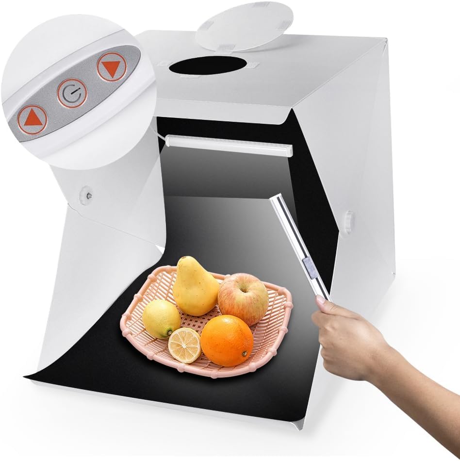 ZectiLight Box Photography 8 inch Portable Folding Photography Light Tent Kit with LED Light 4 Colors Backgrounds for Necklaces, Rings, Watch, Cosmetics