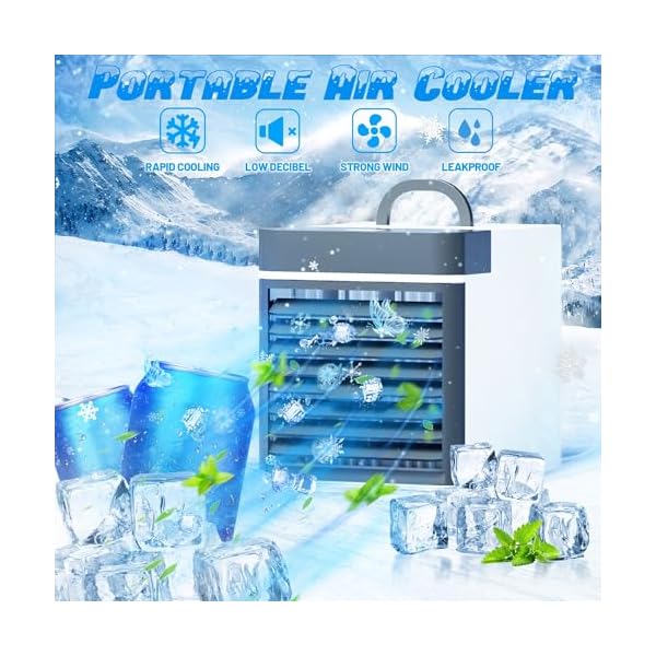 Portable Air Conditioner with Upgraded Leak-Proof Ice Cooling Technology, Mini Personal Air Cooler with 3 Speeds for Room Office Bedroom Tent - Image 3