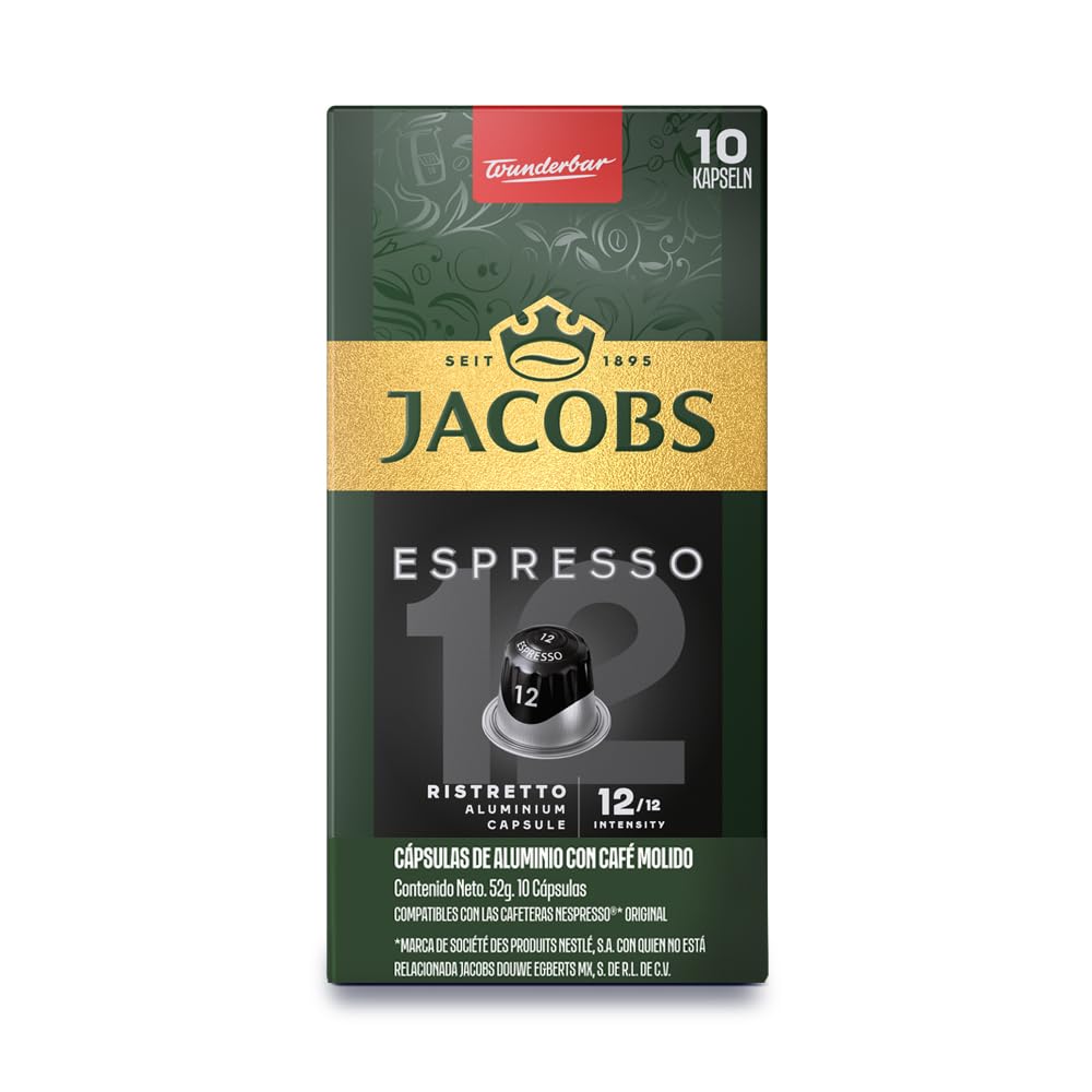 JACOBS - Espresso 12 Ristretto - High Intensity - Lively and Intense - Espresso Coffee Capsules - 10pc