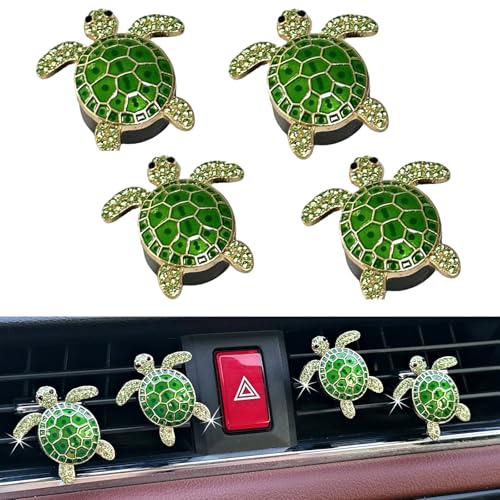 Image of 4pcs Cute Sea Turtles Car Air Vent Diffuser - Clip-On Fragrance Air Freshener for Cars with Replaceable Refills, Adorable Animal Vent Clip for SUV & Truck(Green, Ocean)