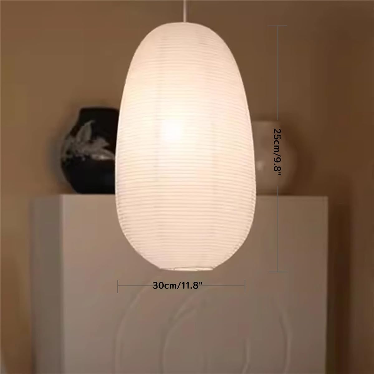 Large Paper Lantern with Lights, Bohemian Style Beige Apple Paper Lamp Shade, Suitable for Indoor Ceiling Decor (Melon white light(11.8"), with Lights and wires)