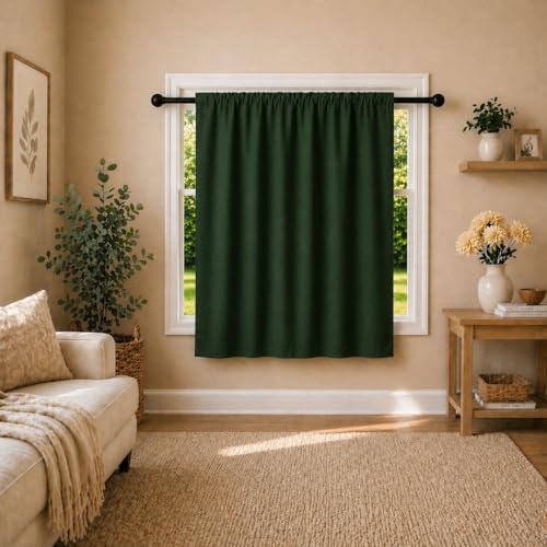 Image of Valance Blackout Rod Pocket Pattern Curtain Pack of 1 Piece, Kitchen Curtain | 3 Feet - Green