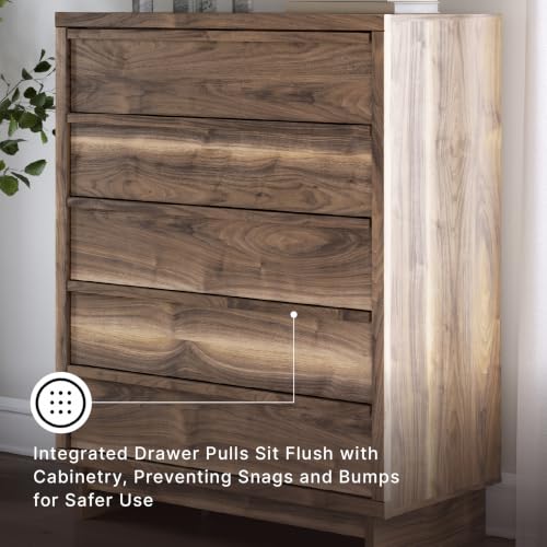 Image of Signature Design by Ashley Darcalli Casual 5-Drawer Wide Chest with Easy Glide and Safety Stop for Bedroom, Light Brown