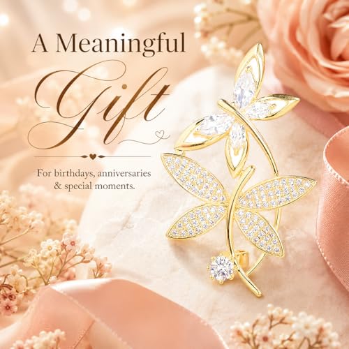 Image of 18K Gold-Plated Animal Brooch for Women Zirconia Pin Birthday Holiday Gift for Girlfriend Mother Wife