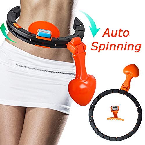 Powbacksy Auto-Spinning Hoop, Weighted Exercise Hoop Adjustable Slimming Exercise Counting Loop with 360°Rotating