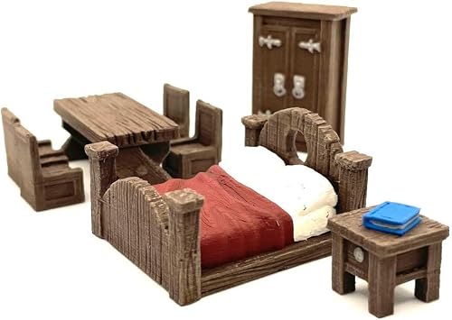 Village Furnishings 8 Painted Miniatures Bed Table Chairs Fat Dragon Games | Tabletop | Wargame | Scatter | Dressing | Terrain | 3D Scenery