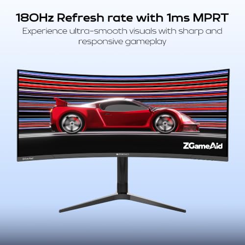 Image of Zebronics PA234 34 Inch 1500R Curved Ultrawide Gaming Monitor, UWQHD 3440x1440, 180Hz, 1ms MPRT, HDR10, Adaptive Sync, 100% sRGB, Height /Pivot /Swivel /Tilt Adjust, 2 x DP, 2 x HDMI Ports