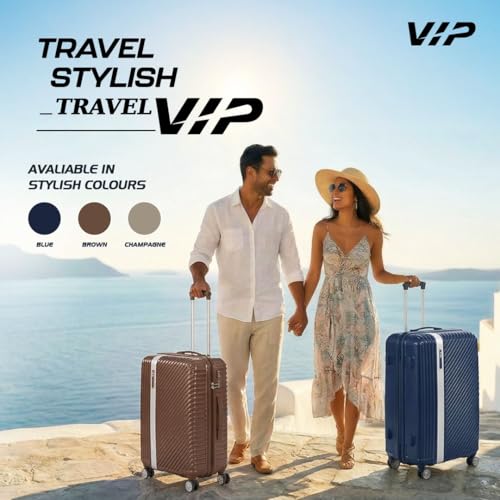 Image of VIP Barclay Check-in Trolley Bag 79.5cm | Large | Hard Luggage | 8-Wheel Suitcase with Shoe & Toiletry Pouch | Flushed TSA Lock with Anti-Theft Zipper | 3 Years International Warranty (Parisian Blue)