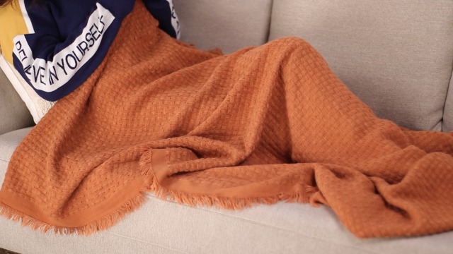 Lifein Burnt Orange Throw Blanket - 50x60 Inch Soft Waffle Knit, Cozy Boho Blanket For Couch, Bed, Sofa, Autumn Decor