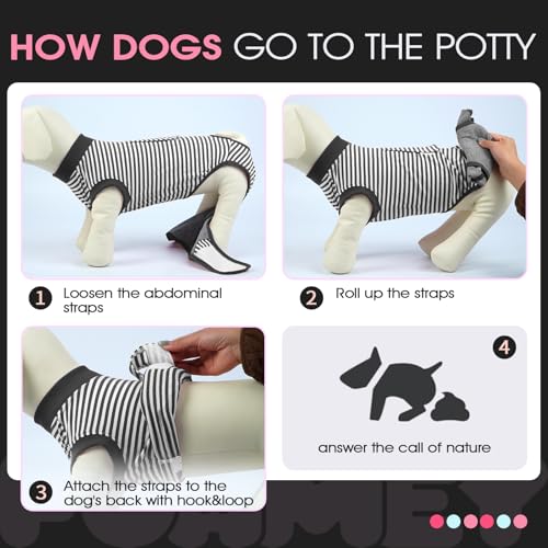Image of FUAMEY Dog Recovery Suit Male,Dogs Surgery Neuter Suits Puppy Spay Shirts for Female Onesie for Dogs After Surgery Surgical Recovery Suit Pet Bodysuit Alternative to Cone Gray Stripes L
