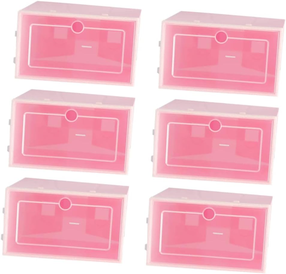 Cabilock 6PCS Stackable Shoe Storage Box Thickened Plastic Shoe Container Lid Design for Closet Organization for Sizes