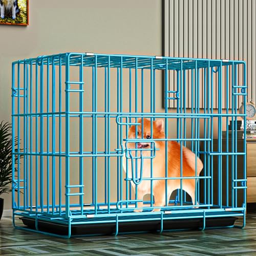 Cage pour animaux de compagnie pliable en métal noir avec deux portes sécurisées