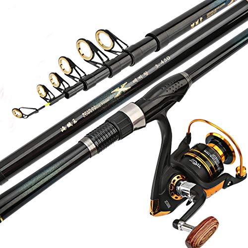 XIANGE100-SHOP Angelrute Combo Carbon-Faser-Teleskop Angelrute Kurz Seeruten Teleskop Angelrute Spinning Fishing Pole… – Bild 4