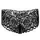 IWEMEK Männer Spitzen Unterwäsche Sissy Herren Spitze Slips G-Strings Tanga Erotik Dessous Unterhose Briefs Herren Strumpfband Unterwäsche mit Spitze Rüsche Sexy Kostüm Nachtwäsche Schwarz Rot