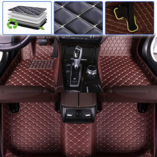 Custom Car Floor Mats for Chevy Chevrolet Silverado High Country 2014-2017 Luxury Leather Waterproof Anti-Skid Full Coverage Liner Front & Rear Mat/Set (Coffee Color)