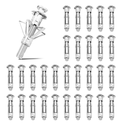 30 tacos para paneles de yeso, tacos de expansión, tornillo M6 x 37 mm, para paneles de yeso con grosor de 3-13 mm