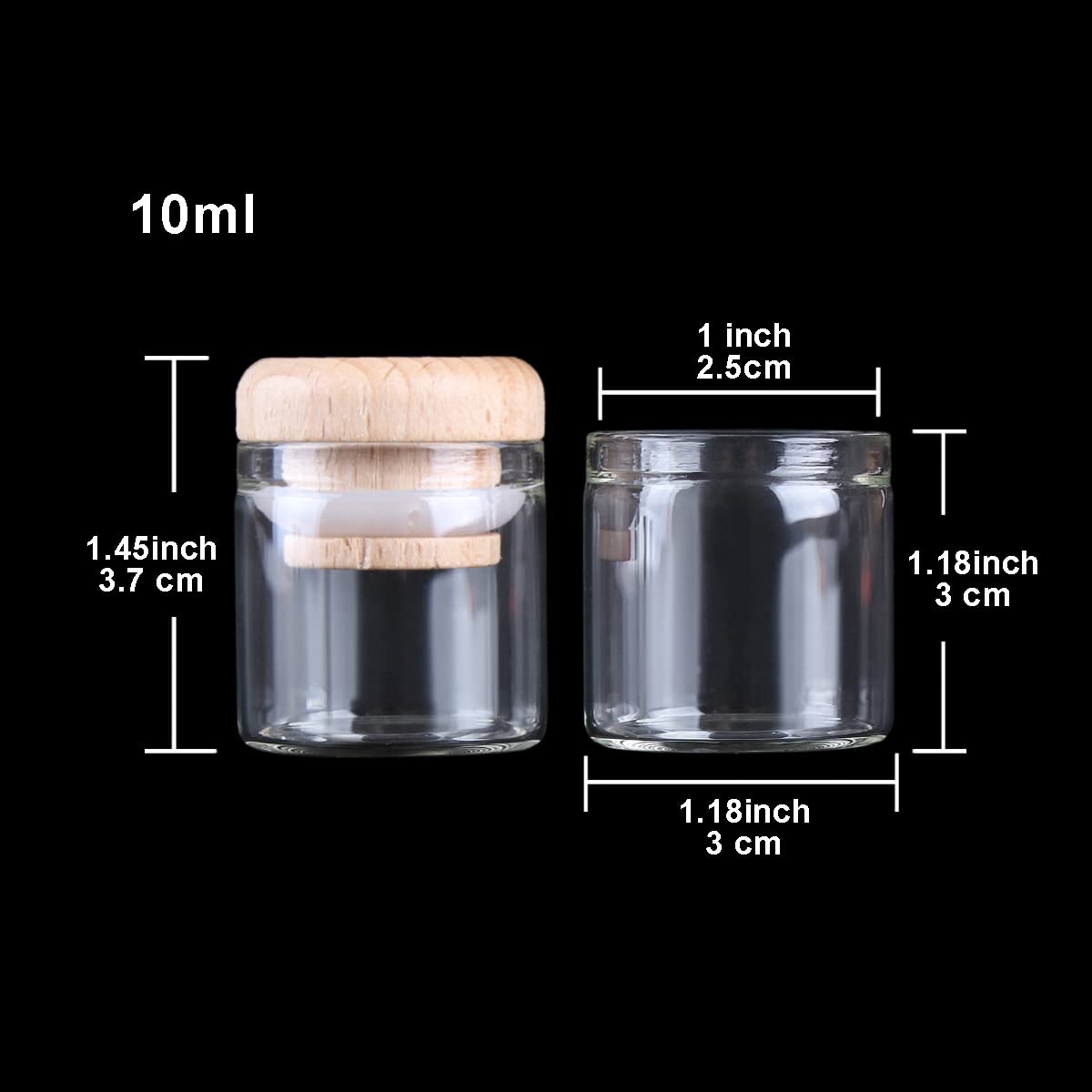Szklane probówki, Opakowanie 24 probówek 10 ml z drewnianymi nakrętkami 30 mm x, przezroczyste