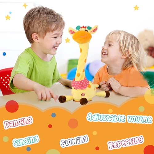 Image of Dancing Talking Giraffe Toy, Singing Musical Giraffe Plush Tummy Time Toys with Volume Adjustment, 10 Children's Songs Light Up Toys, Repeating What You Say, Baby Toys for Boys Girls