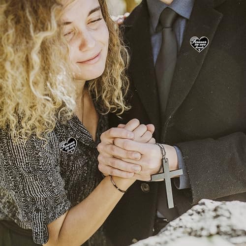 Image of 25 /50 /100 pieces Heart shape metal Forever in our hearts Brooch pin Funeral mourning Memorial lapel pins badge bulk