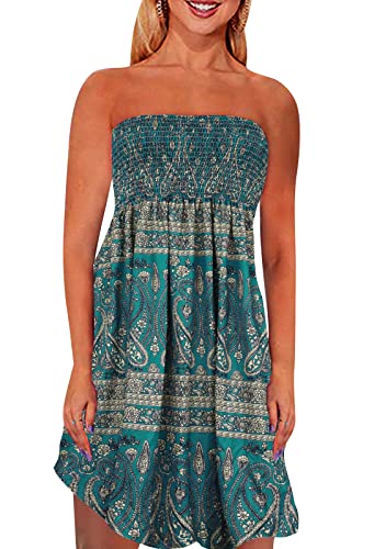 Image of Zyyfly Womens Summer Beach Dresses Strapless Cover Ups Dress Tube Top Sundresses