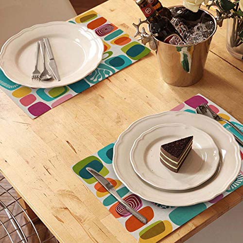 Mugod JYJE-PLACEMATS-B555 Geometric Shapes Placemats Retro Style Shapes Vintage Multicolored Fashion Background Decorative Heat Resistant Non-Slip Washable Place Mats thumb #2