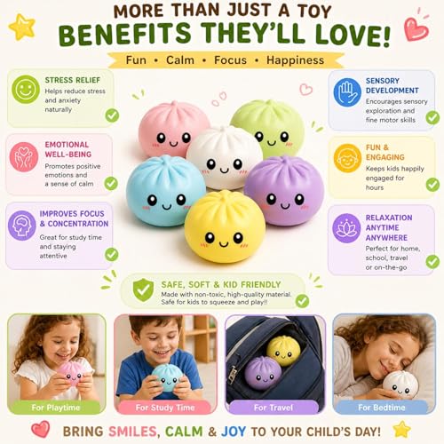 Image of Dumpling Squishy Mystery Box | Cute Big Squishy Dumpling Stress Ball | Fidget Sensory Toy for Adults Anxiety Relief Cute Big Squishy Dumpling Stress Ball Squishy Dumpling Squishy Stress Relief