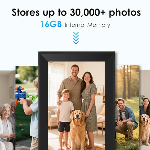 Image of Digital Photo Frame, 10.1 Inch Wi-Fi Photo Frame with 1280x800 IPS Touch Screen, Built-in 16GB Storage, Digital Frame for Table and Wall with slideshow Function use Type-c Power Start