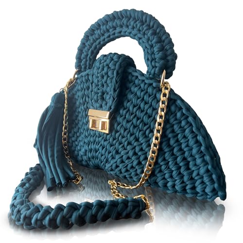 Image of Evening Clutch Bag for Women, Handmade Crochet Wedding Party Purse, Small Flap Formal Crossbody Handbag Evening Clutch