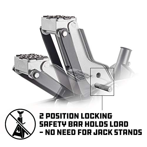 Image of Powerbuilt Xtra Low Profile Floor Vehicle Jack with Safety Bar, Extra Low Car Jack - 2 Ton Load Capacity 620479E, Silver