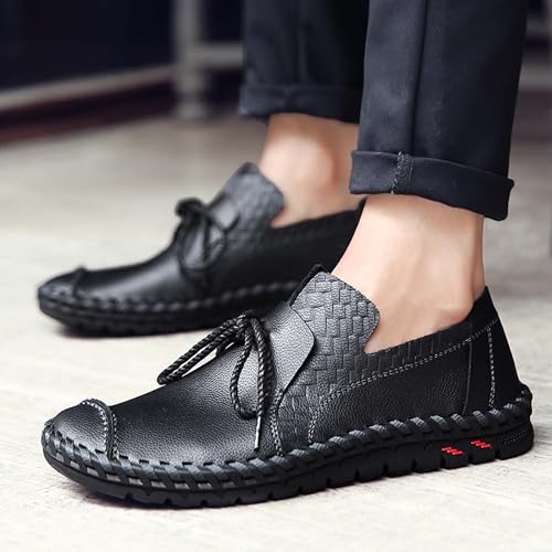 Loafers Men's Casual Leather Shoes Classic Hand-Stitched Fashion Formal Business Office Uniform Suit Wedding Flat Shoes Outdoor Casual Sneakers Plus Size4