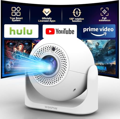 Auto Focus Mini Projector Built-in APPS, Portable Projector with WiFi and Bluetooth, Auto Keystone...