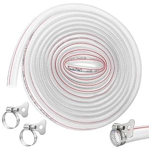 TranRantic Saugschlauch mit Metallklammern, 5m Ø16mm Transparenter PVC Schlauch mit Gewebe für Wassertransport, Flexibel Gartenschlauch, Abriebfest Saugschlauch Gartenpumpe zum Gießen