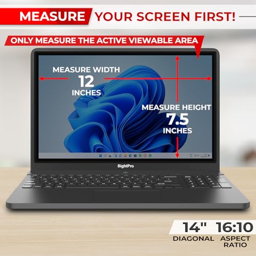 Image of SightPro 14 Inch 16:10 Laptop Privacy Screen Filter - Computer Monitor Privacy Shield and Anti-Glare Protector (Pack of 2)