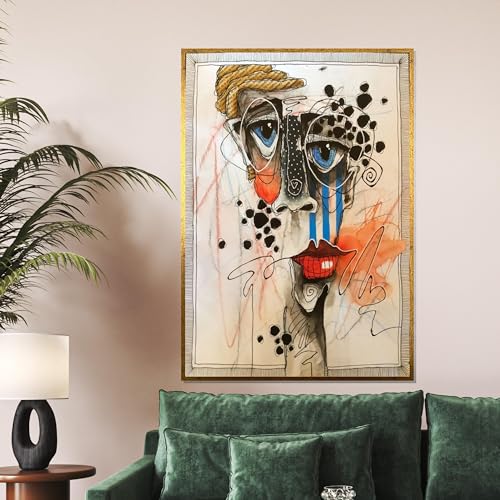 Toile à visage fantaisiste pour réveiller un mur blanc avec élégance