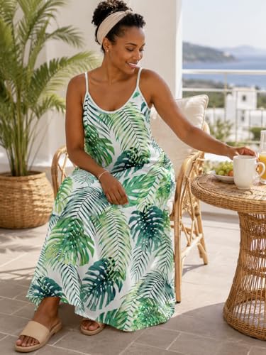 Image of SUZONANA Women Plus Size Summer Maxi Dress Spaghetti Strap Loose Sundress