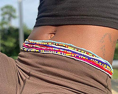 ELABEST Fashion Beads Waist Chain African Belly Bead Body Chain Beach 10Pcs Waist Jewelry Summer Body Accessories for Women (color contrast) - Image 5