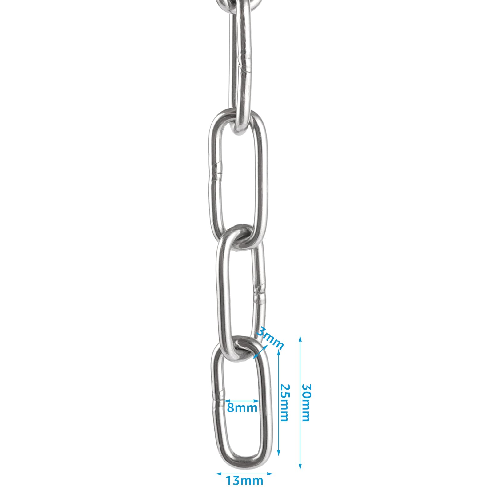 Catena In Acciaio Inox 304 3 Mm X 5 M – Rotonda Con 2 Moschettoni, Resistente Alla Ruggine, Per Fioriere, Cani, Fai Da Te E Appendere Utensili