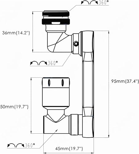 Miniatura 6 de Extensor de grifo, aireador de grifo giratorio de 1080, certificación CUPC, dos modos de salida de agua, extensión de grifo de filtro giratorio para