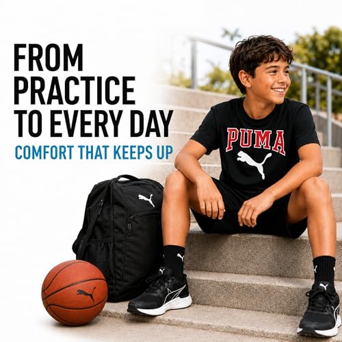 Image of PUMA Boys T-Shirts Athletic Crewneck Short Sleeve Tees (Sizes S-XL) | Soft Breathable Cotton Blend, Comfortable Casual Fit, Great for School, Play & Everyday Wear